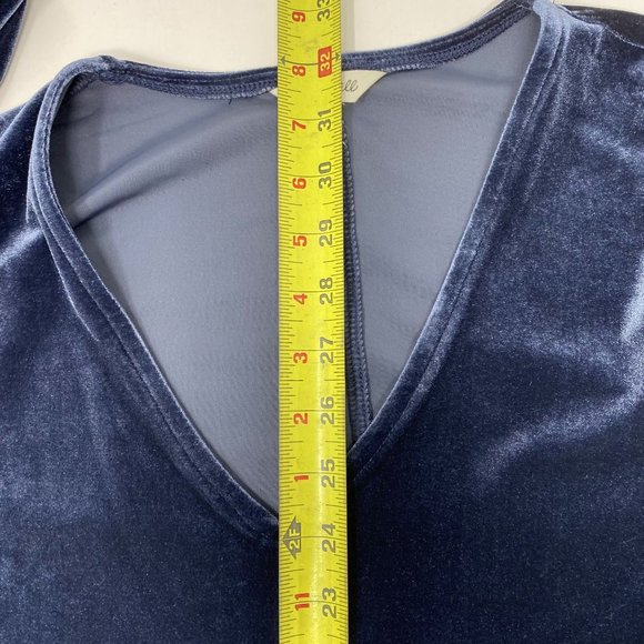 Madewell Blue Velvet Balloon-Sleeve Dress Small - Picture 8 of 9